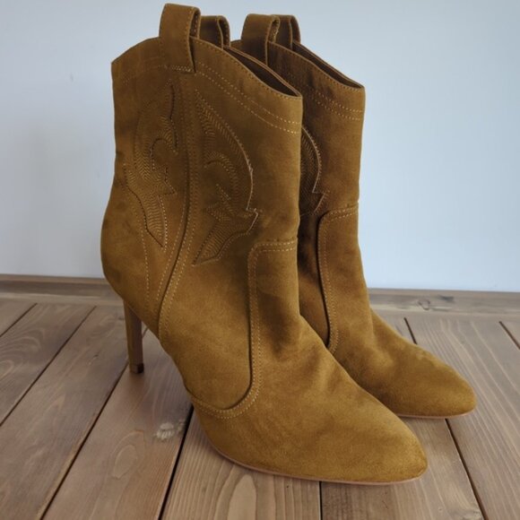 BCBGeneration Tan Faux Suede Western Ankle Boots - Picture 2 of 11